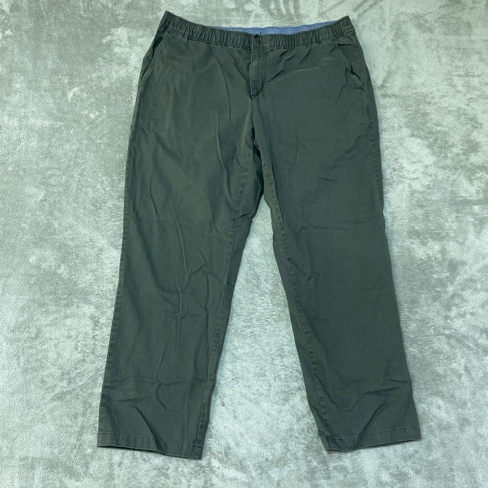 L.L. Bean Men's XL/ 32 Gray/ Green Standard Fit Chino Pants Cotton Spandex